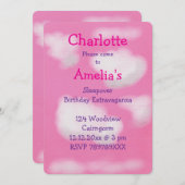 Roze lucht en pluizige wolken Verjaardag Kaart (Voorkant / Achterkant)