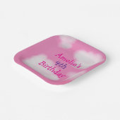 Roze lucht en pluizige wolken Verjaardag Papieren Bordje (Gebogen)