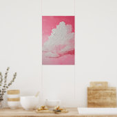 Roze lucht en witte wolken poster (Keuken)