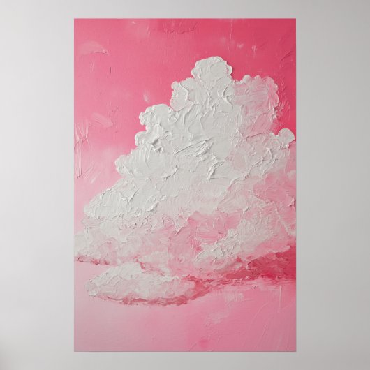 Roze lucht en witte wolken poster (Voorkant)