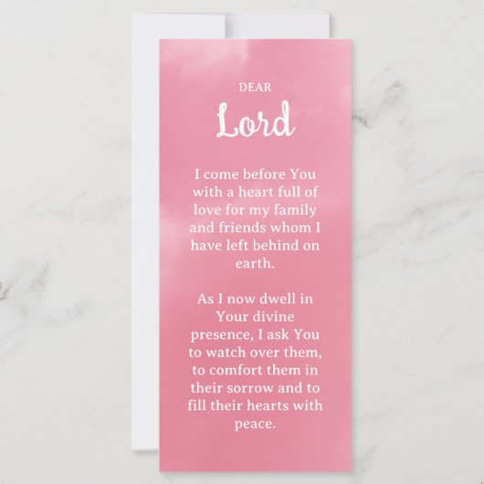 Roze lucht hemel herdenkingsgebed foto bladwijzer (Achterkant)