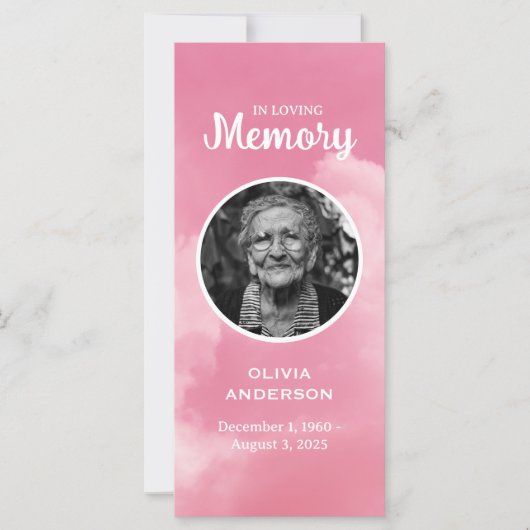 Roze lucht hemel herdenkingsgebed foto bladwijzer (Voorkant)