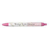 Roze Lucht & Vlinders Zwarte Inkt Pen (Voorkant)