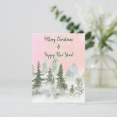 Roze lucht winter feestdagenkaart (Staand voorkant)