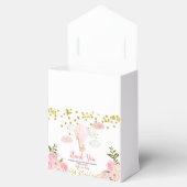 Roze luchtballon baby shower goudglitter bedankdoosjes (Geopend)