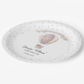 Roze luchtballon baby shower papier bord (Gekanteld)