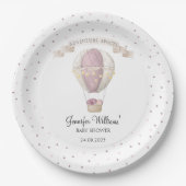 Roze luchtballon baby shower papier bord (Voorkant)