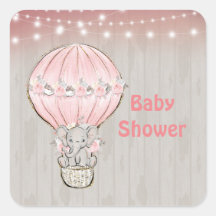 Roze luchtballon Baby shower Sq
