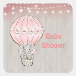 Roze luchtballon Baby shower Sq Vierkante Sticker