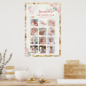 Roze Luchtballon Eerste Jaar Fotocollage Post Poster (Keuken)