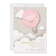 Roze luchtballon en wolkenkrabbers Girl's Birthday