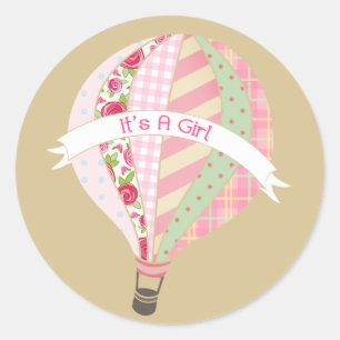 Roze luchtballon Het is een meisje Sticker