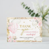 Roze luchtballon is niet ze schattige verjaardag bedankkaart (Staand voorkant)