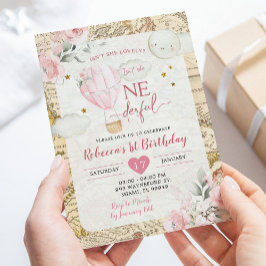 Roze luchtballon is niet ze schattige verjaardag kaart