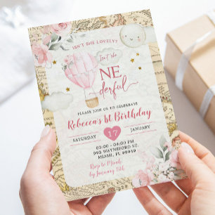 Roze luchtballon is niet ze schattige verjaardag kaart