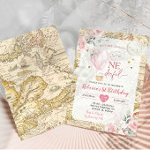 Roze luchtballon is niet ze schattige verjaardag kaart