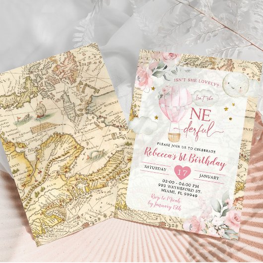 Roze luchtballon is niet ze schattige verjaardag kaart