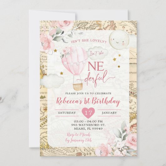 Roze luchtballon is niet ze schattige verjaardag kaart (Voorkant)