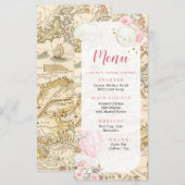 Roze luchtballon is niet ze schattige verjaardag menu (Voorkant / Achterkant)