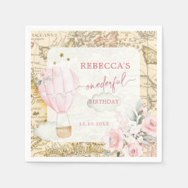 Roze luchtballon is niet ze schattige verjaardag servet