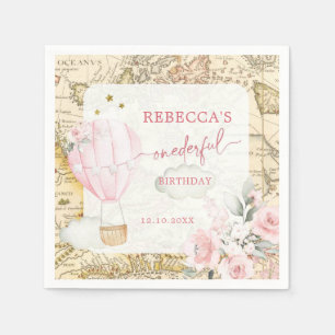 Roze luchtballon is niet ze schattige verjaardag servet