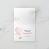 Roze luchtballon is ze niet knap gevouwen bedankkaart (Binnen)