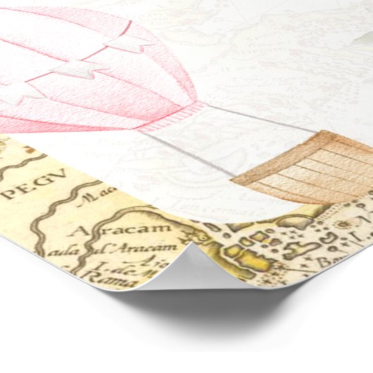 Roze luchtballon Is ze niet Onerderful Hapjes Bord Poster (Hoek)