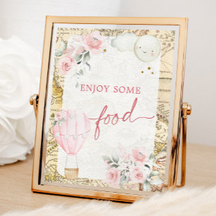 Roze luchtballon is ze niet schattig voedsel teken poster