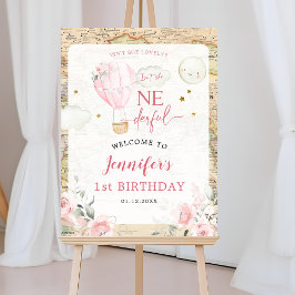 Roze luchtballon is ze niet schattig welkomstbord poster