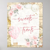 Roze luchtballon is ze niet schattig zoete traktat poster (Voorkant)