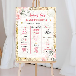 Roze Luchtballon  Kaart Verjaardagsmijlpaal Poster