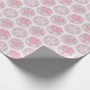 Roze luchtballon voor roze perziken - Floral Strip Cadeaupapier