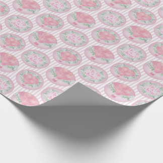Roze luchtballon voor roze perziken - Floral Strip Cadeaupapier