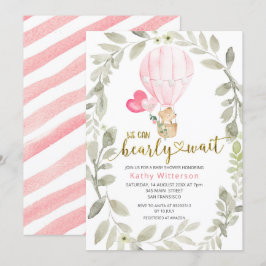 Roze luchtballon We kunnen nauwelijks wachten Baby Kaart