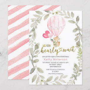 Roze luchtballon We kunnen nauwelijks wachten Baby Kaart