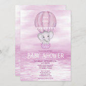 Roze luchtballonballon Baby shower Kaart (Voorkant / Achterkant)