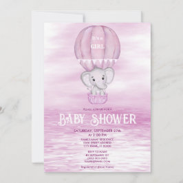 Roze luchtballonballon Baby shower Kaart