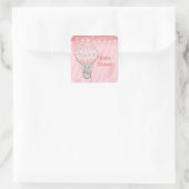 Roze luchtballonballonvaardig Baby shower met luch Vierkante Sticker (Tas)