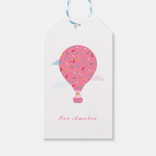 Roze luchtballonnen cadeaulabel (Voorkant)