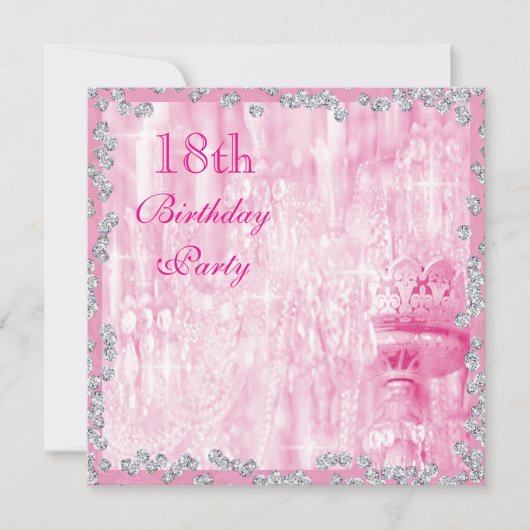 Roze luchters en diamanten 18e verjaardag kaart (Voorkant)