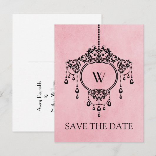 Roze  luchters sparen het Briefkaart Datum (Voorkant / Achterkant)