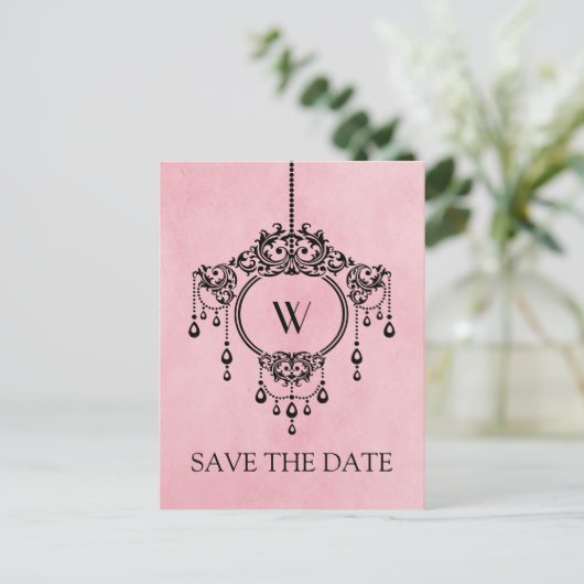 Roze  luchters sparen het Briefkaart Datum (Staand voorkant)