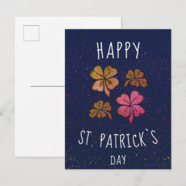 Roze Lucky Shamrock Clover Happy St. Patrick's day Briefkaart