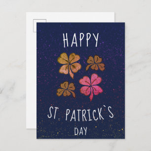 Roze Lucky Shamrock Clover Happy St. Patrick's day Briefkaart