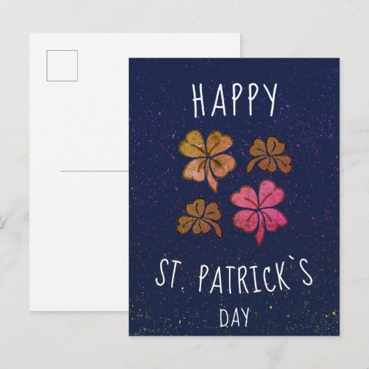 Roze Lucky Shamrock Clover Happy St. Patrick's day Briefkaart (Voorkant / Achterkant)