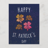 Roze Lucky Shamrock Clover Happy St. Patrick's day Briefkaart (Voorkant)