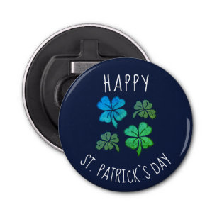 Roze Lucky Shamrock Clover Happy St. Patrick's day Button Flesopener