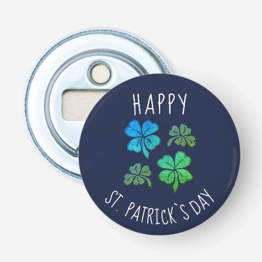 Roze Lucky Shamrock Clover Happy St. Patrick's day Button Flesopener (Voorkant)