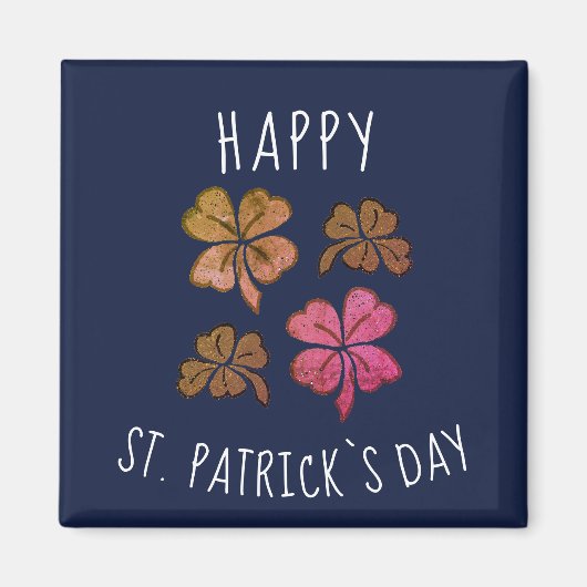 Roze Lucky Shamrock Clover Happy St. Patrick's day Magneet (Voorkant)