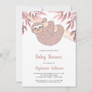 Roze luiaard Baby shower Kaart